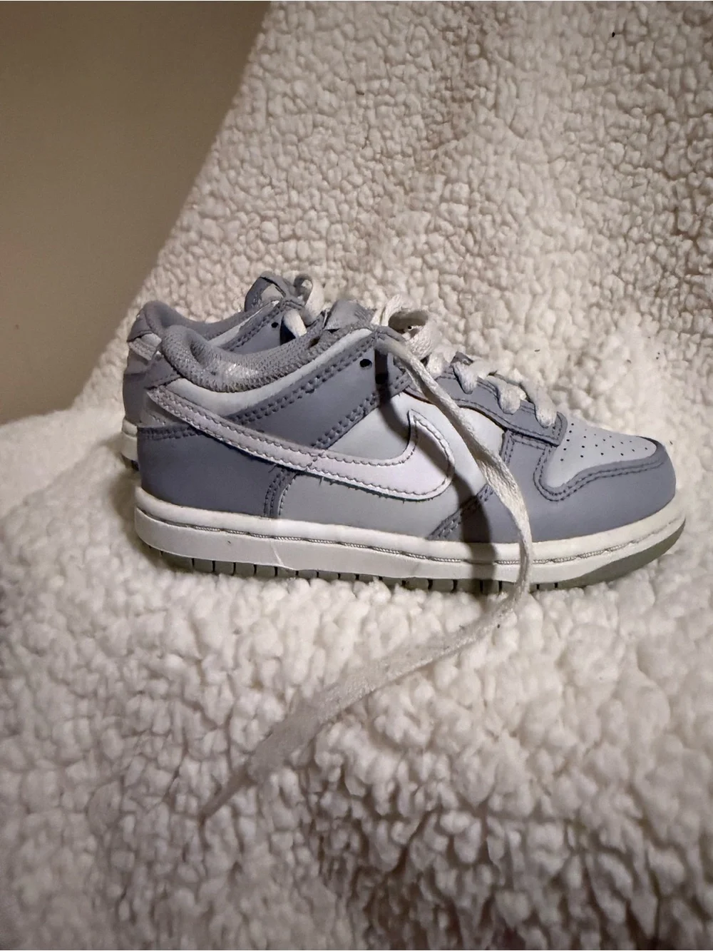 Nike Dunk Low Gray and White Preschool Sneakers, Size 11C